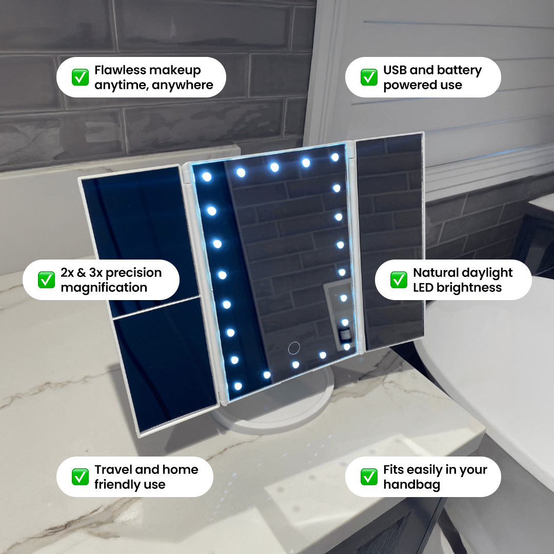 BrightBeauty™ Premium Trifold LED Makeup Mirror